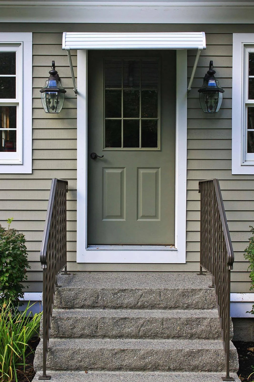 White Aluminum Door Canopy with Support Arms U87888