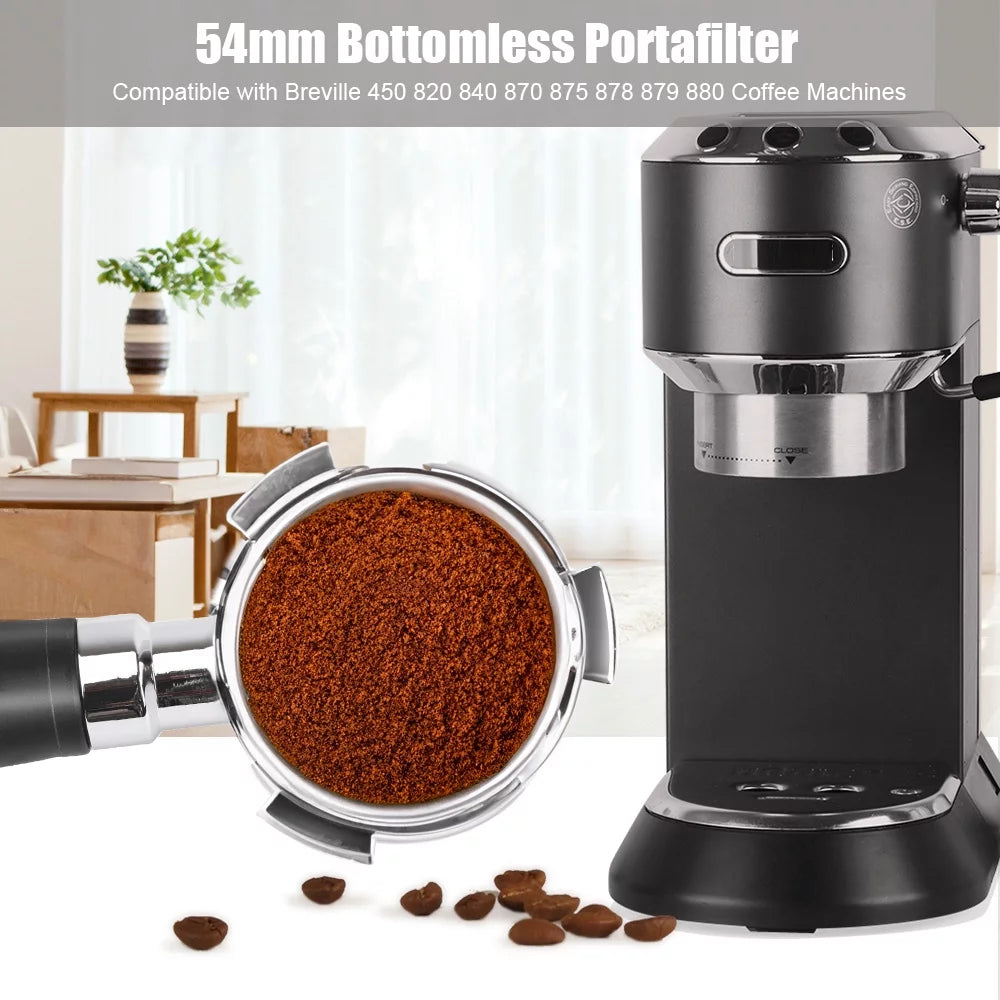 54mm Bottomless Naked Portafilter with 3 Ears Stainless Steel Replacement Parts Basket R26508