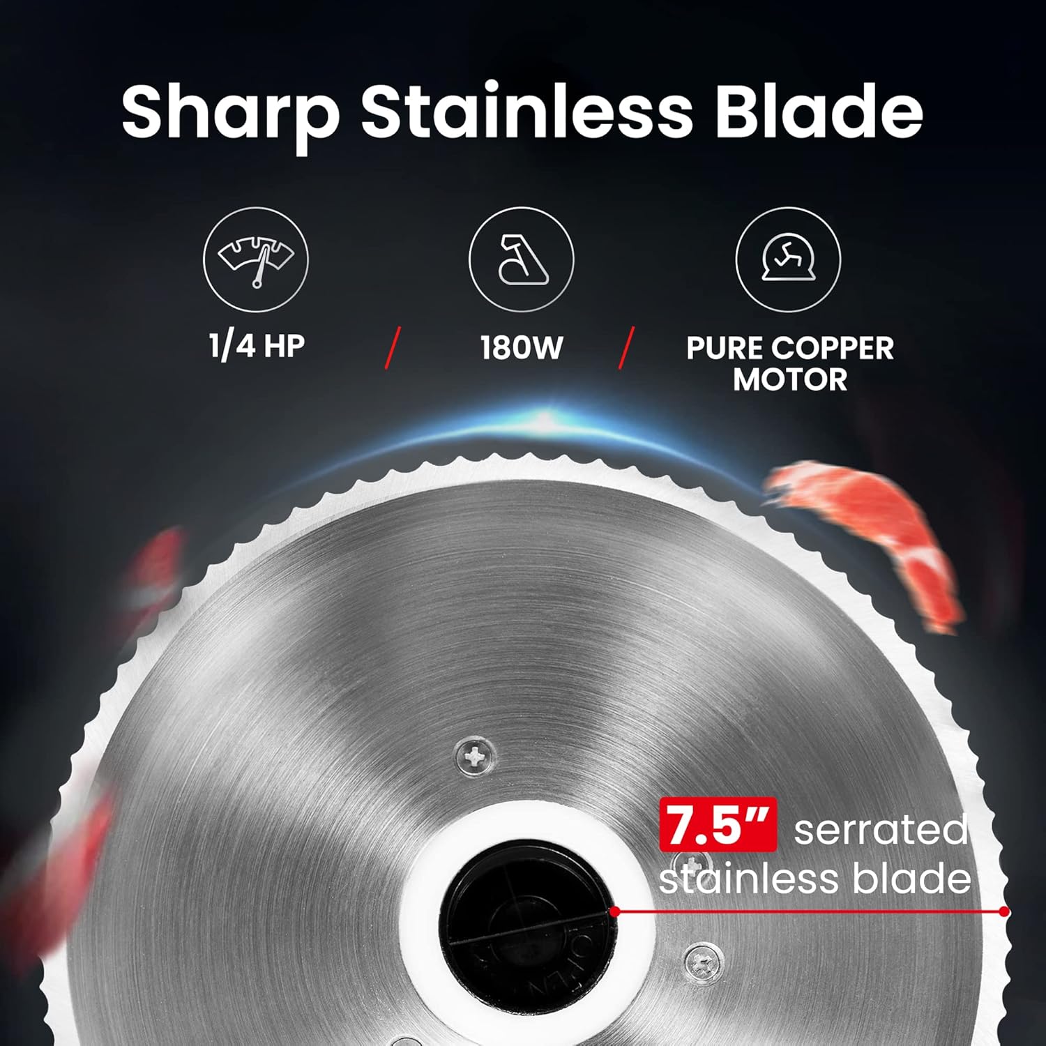 Electric Food Slicer with 7.5 Stainless Steel Blade G1343