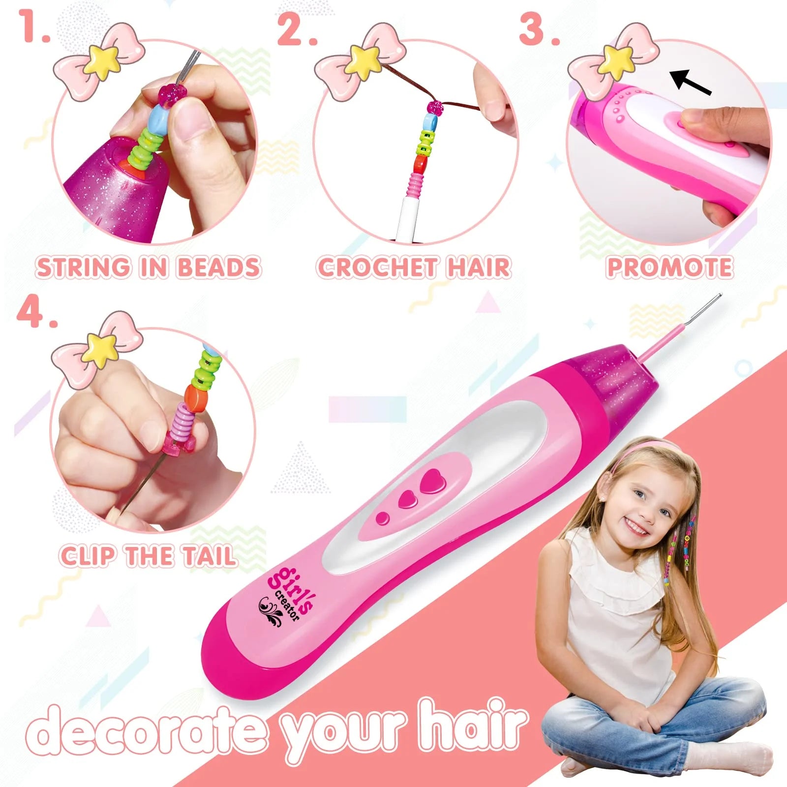 Hair Braider Jewellery Kit Crystal Hair Beader Kits Toys for Kids Q392441