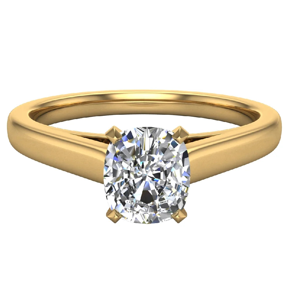 Cushion Solitaire 4-Prong 0.75 Carat 14K Gold Engagement Ring Y988455