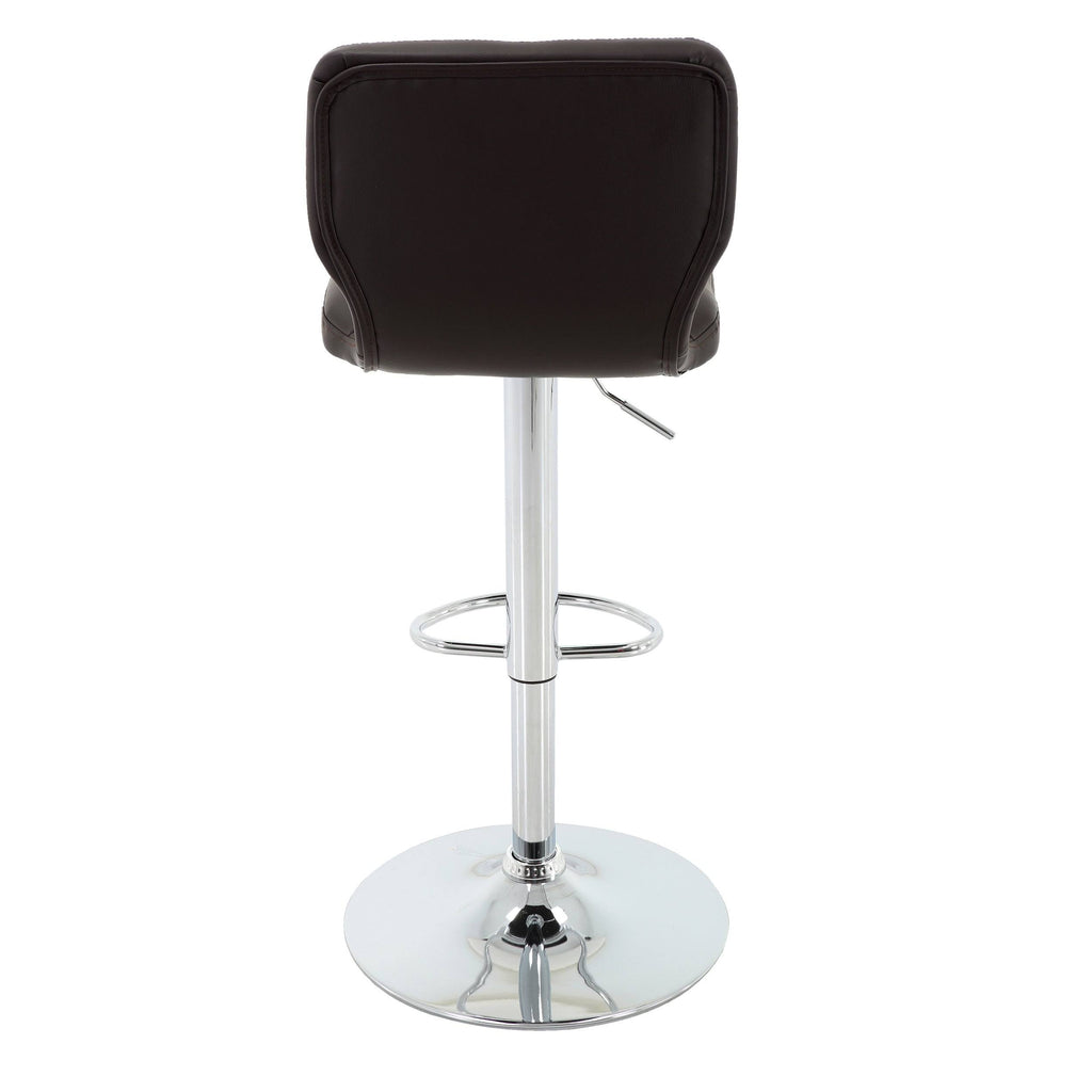 Brown PU Leather Bar Stool Set of 2 Adjustable I1856