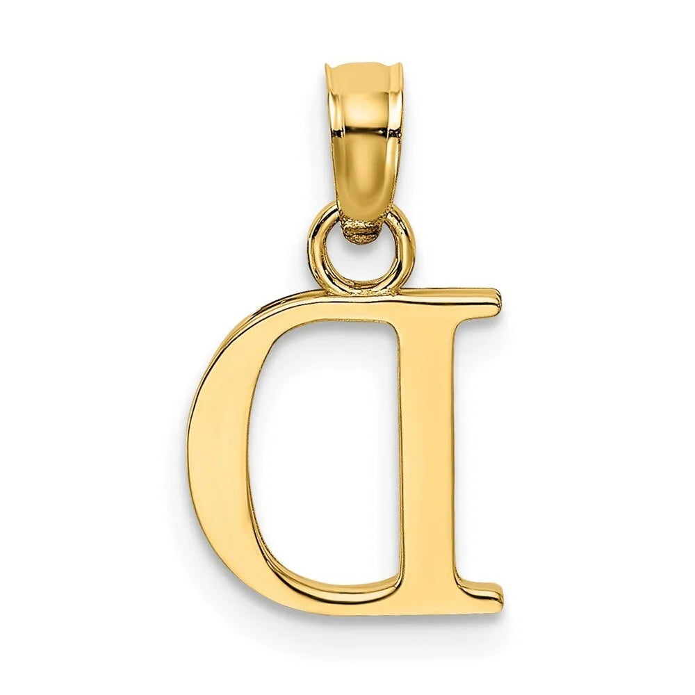 14k Yellow Gold Polished D Block Initial Pendant E38982