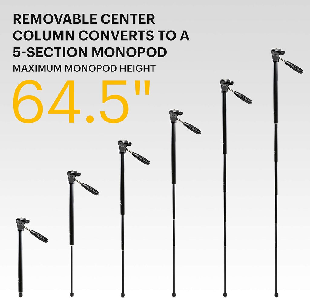 2-in-1 Aluminum Tripod & Monopod with Quick-Release Plates T58909