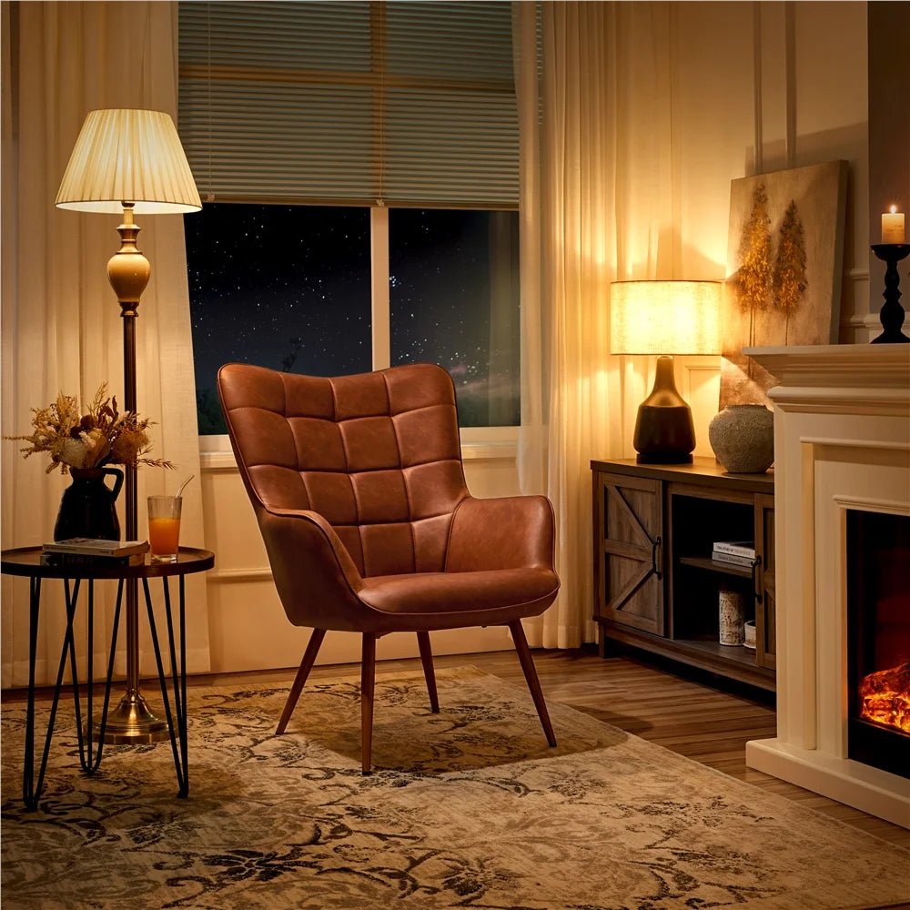Brown Faux Leather Accent Chair S255865