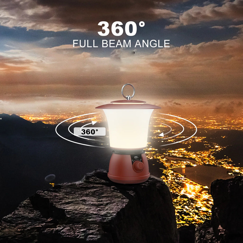 Retro Camping Lantern USB Rechargeable Portable Flashlight T6344