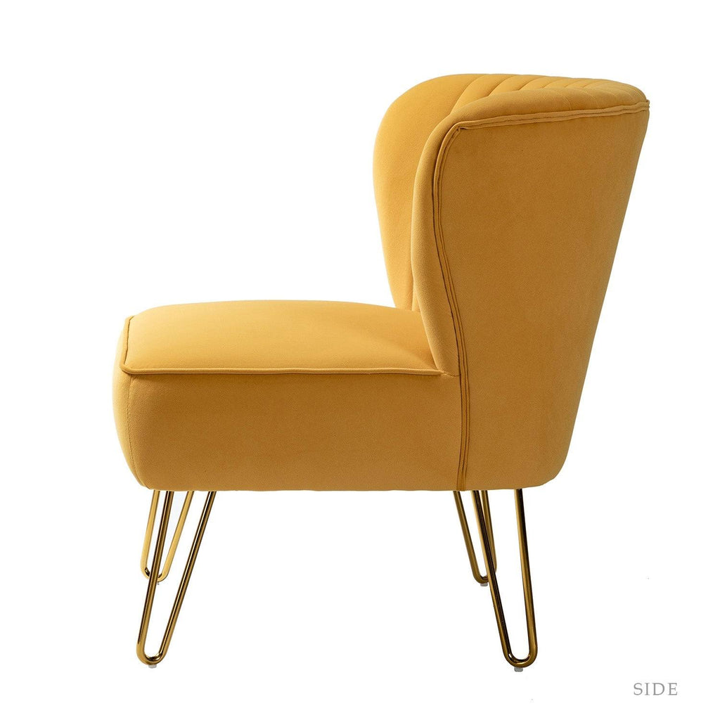 Tufted Side Chair with Golden Base - Tan U967290