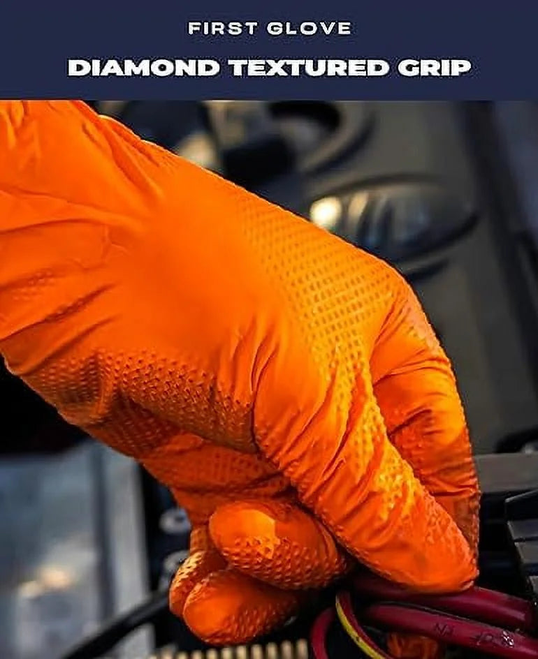 Heavy Duty Disposable Nitrile Gloves, Large, 1000 Ct., 8 Mil, Orange S407