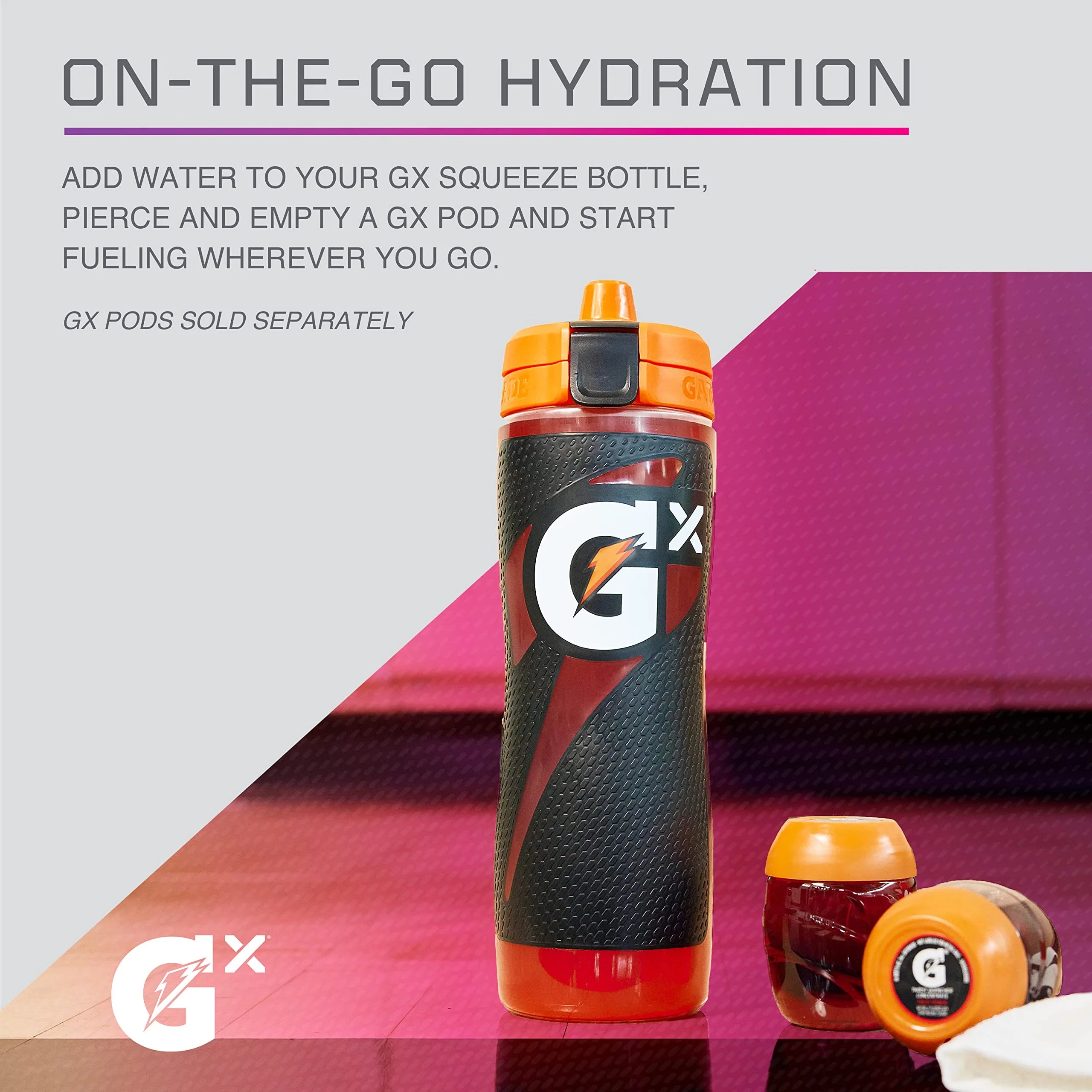 Non-Slip Gx Squeeze Bottles & Gx Sports Drink Concentrate Pods G125156