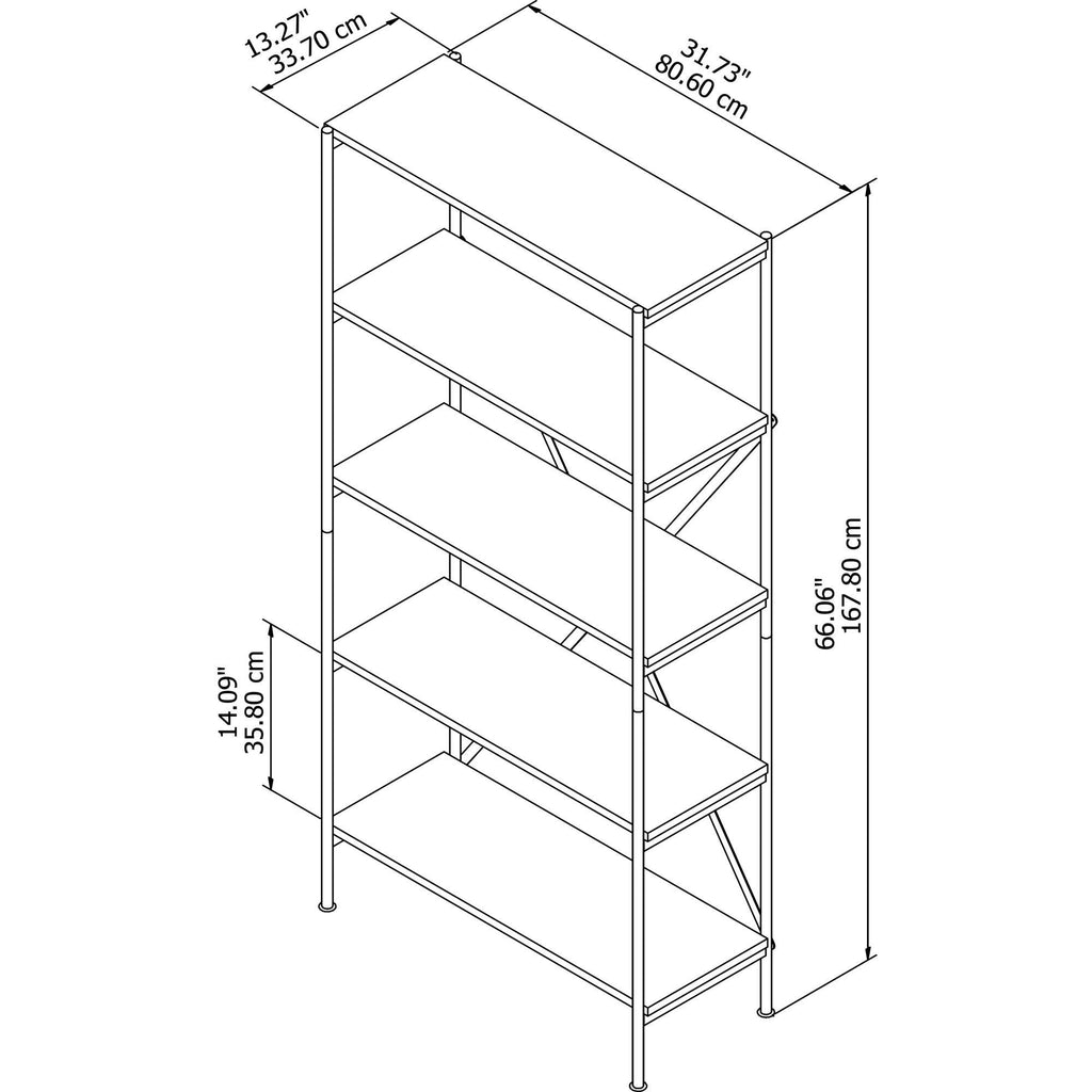 Vintage Golden Pine 5 Shelf Etagere Bookcase W244
