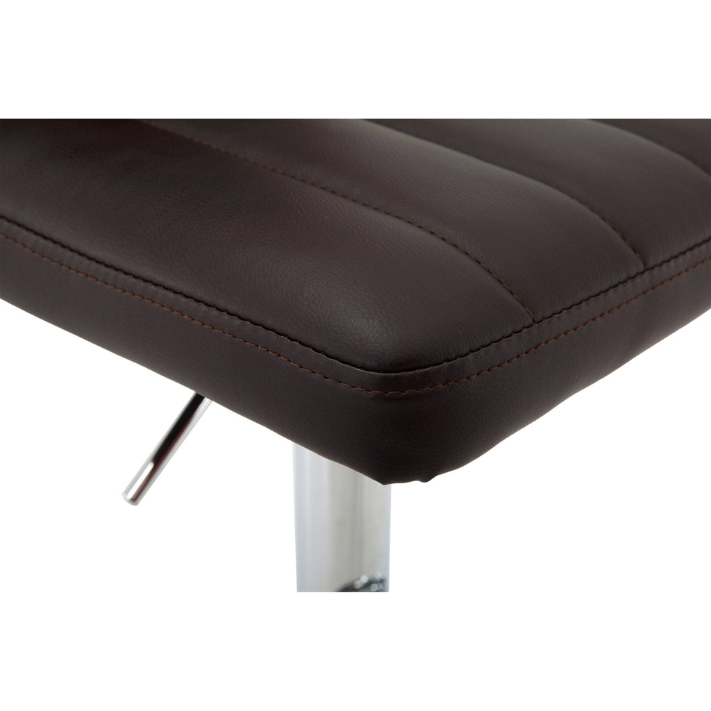 Brown PU Leather Bar Stool Set of 2 Adjustable I1856