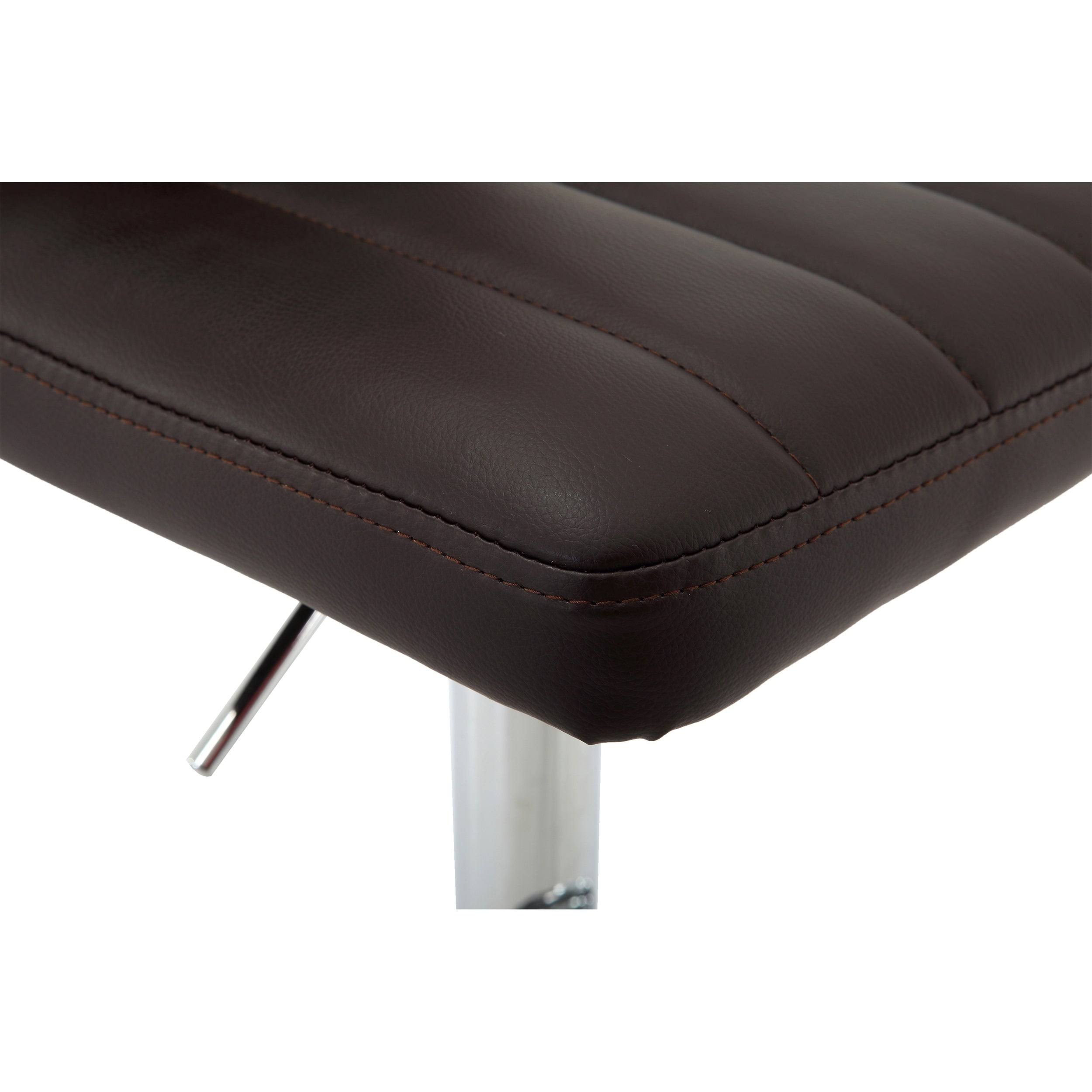 Brown PU Leather Bar Stool Set of 2 Adjustable I1856
