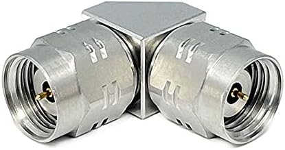 1.85 mm Male to 1.85 mm Male Right Angle Microwave Adapter, DC to 67 GHz, 50 Ohm, Stainless Steel Body P3866