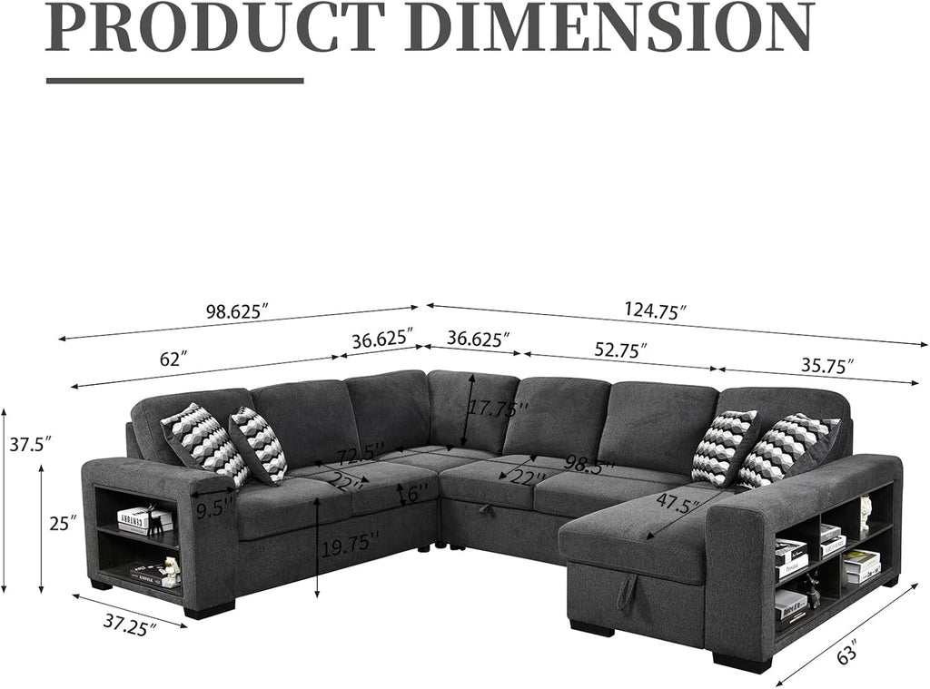 Grey Oversized Sectional Sofa with Storage R9182
