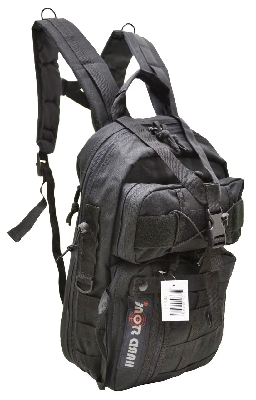 Black Tactical Hydration Pack Backpack with Molle & Chest Strap B9016