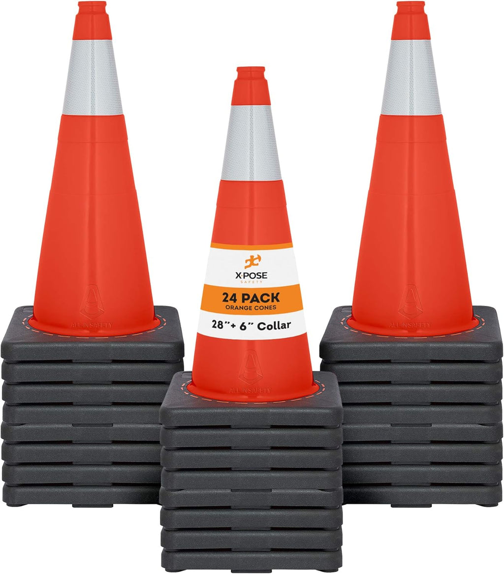 Orange PVC Plastic Traffic Cones with 6 Collar G6051