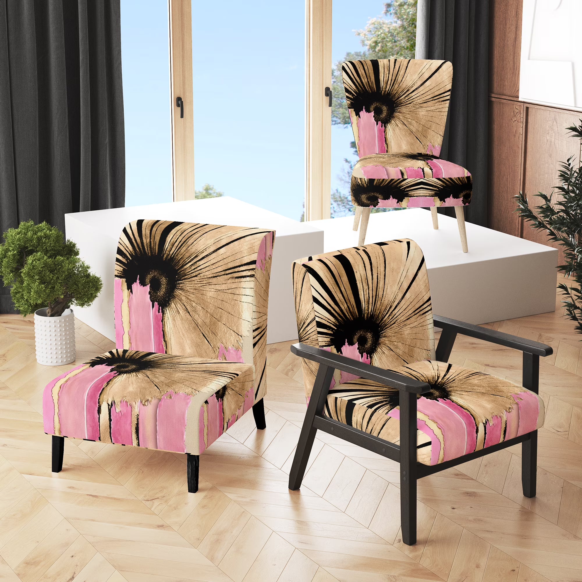 Upholstered Floral Accent Chair T802