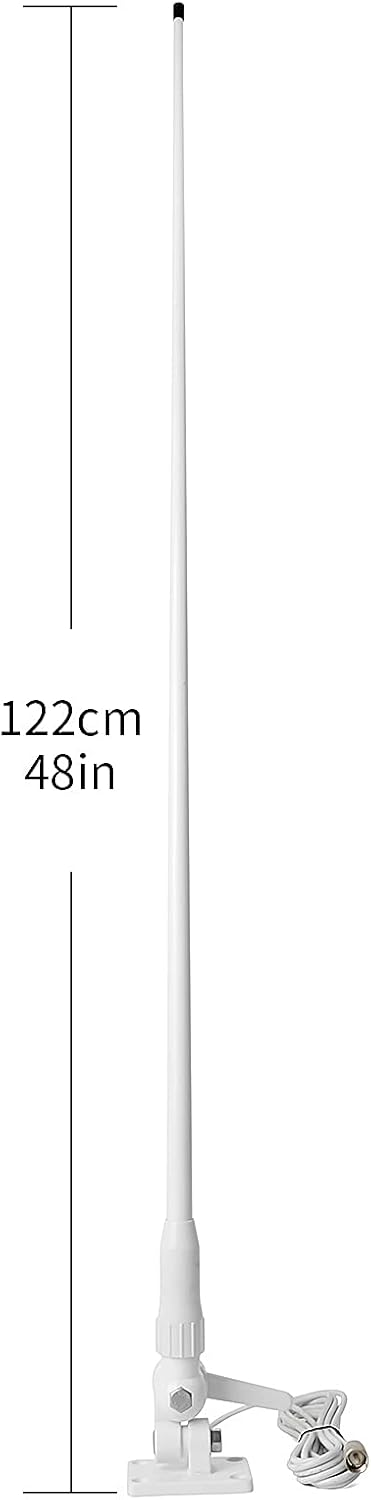 White 43inches 3dBi Marine Boat Fiberglass Antenna with RG58 Cable Pack of 2 U199