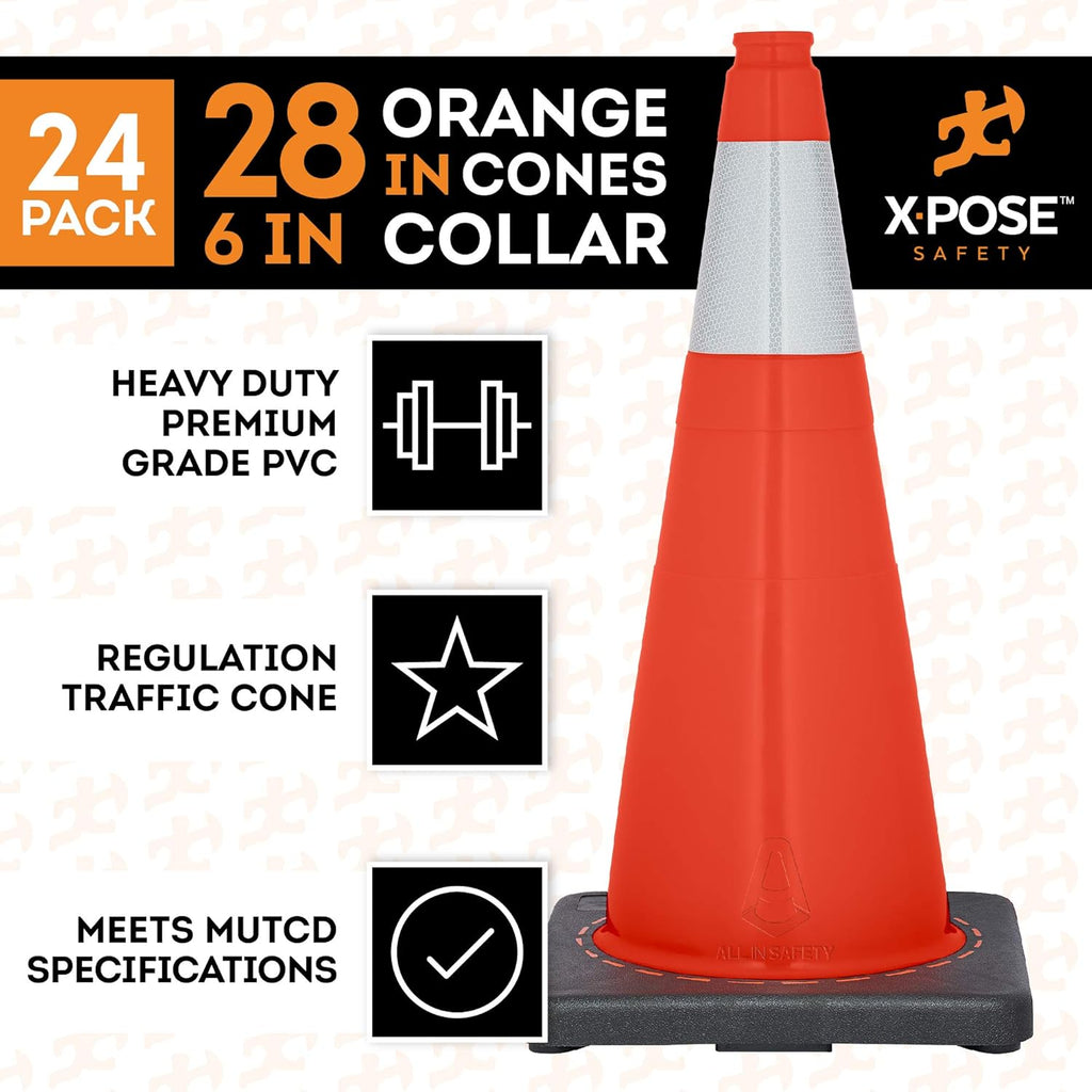 Orange PVC Plastic Traffic Cones with 6 Collar G6051