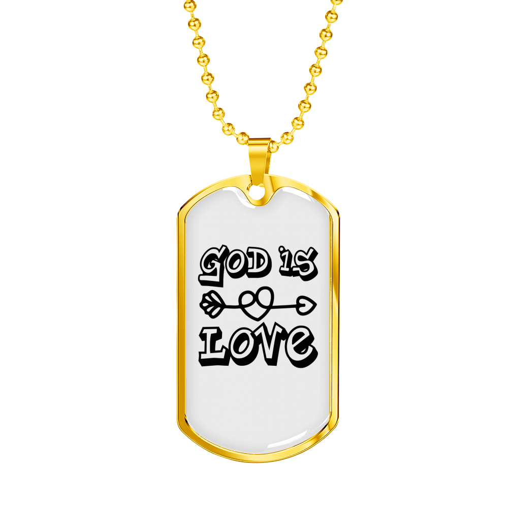 Stainless Steel or 18k Gold Dog Tag Necklace with 24" Chain U960