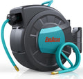 Retractable Enclosed Air Hose Reel with 3/8 in x 50+6.7ft Hybrid Polymer Hose, Brass Connector, 300PSI Pack of 2 H9182
