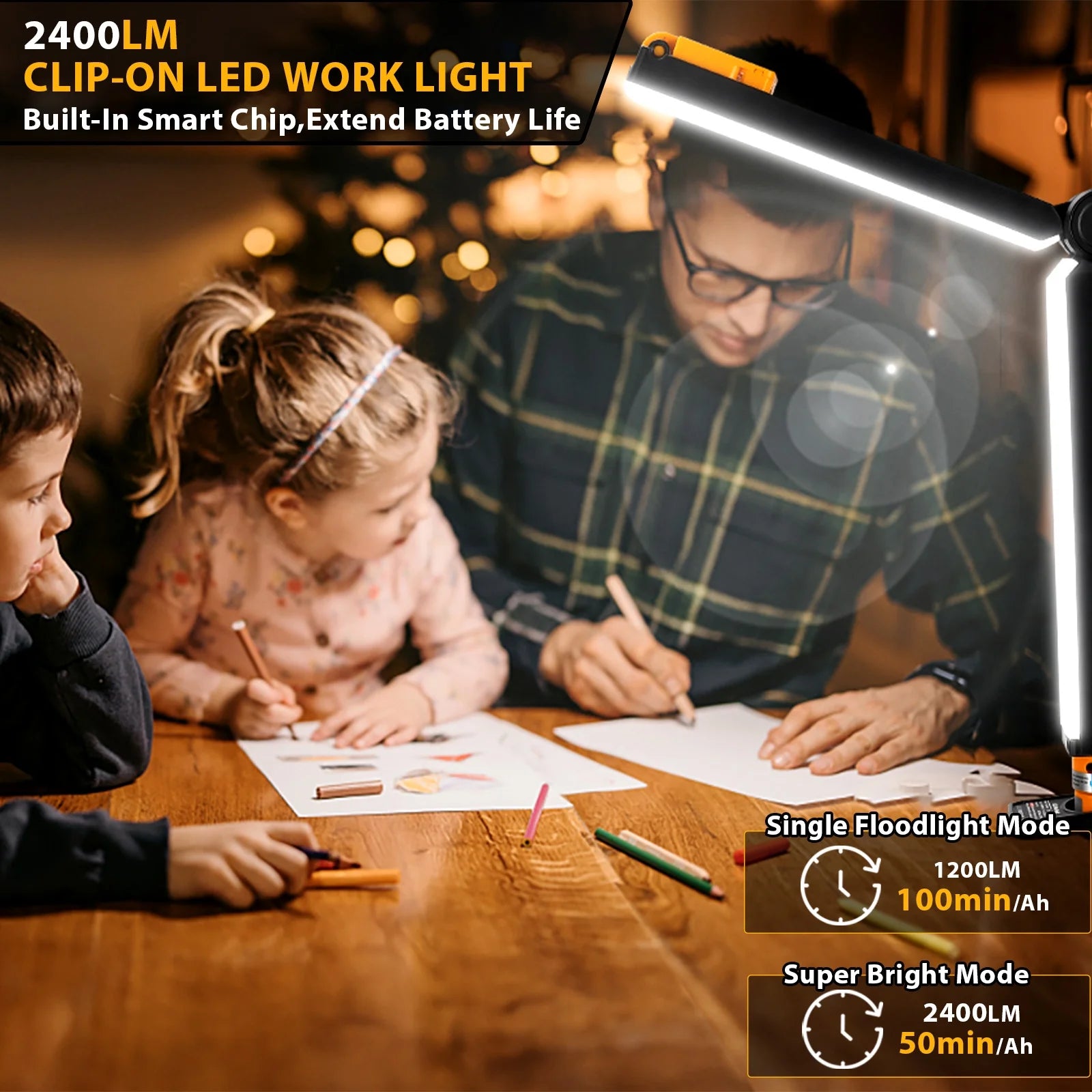 30W 2400LM LED Clip Work Light for DEWALT 18V/20V Li-ion Battery V798292