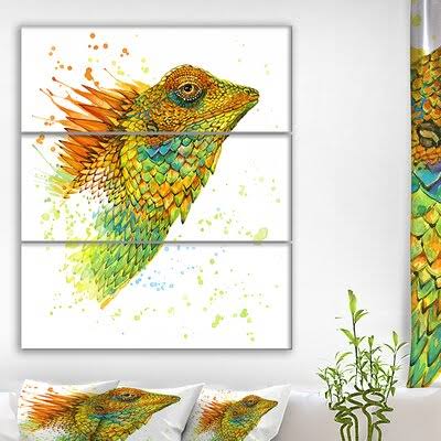Colored Reptile Oil Painting Print Multi-Piece Image on Wrapped Canvas X972440