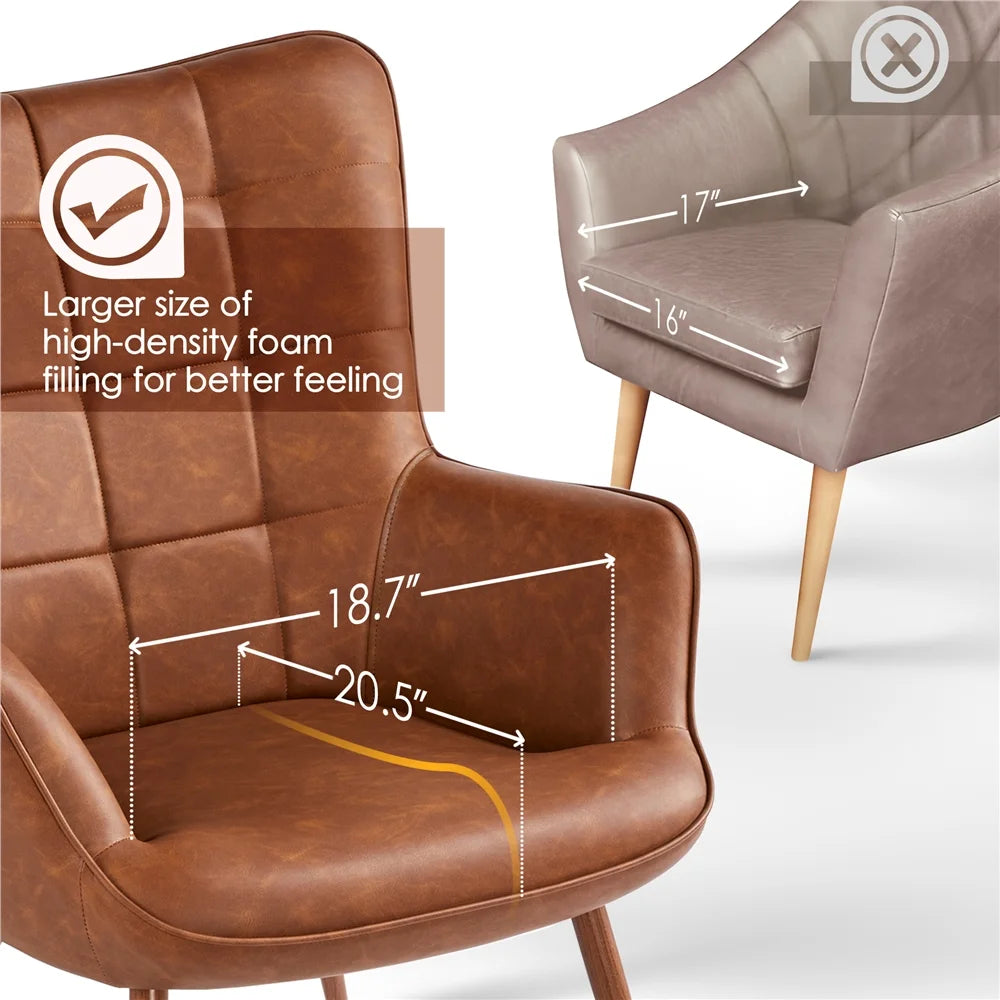 Brown Faux Leather Accent Chair S255865