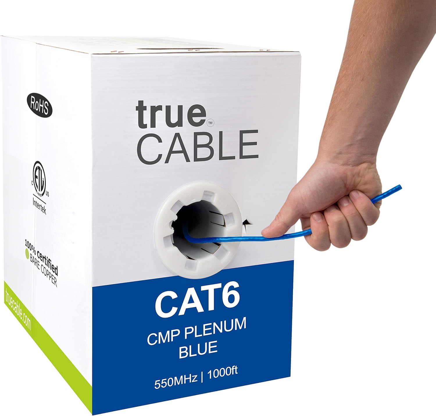 1000ft Black 23AWG 4 Pair Solid Bare Copper Bulk Ethernet Cable C9005