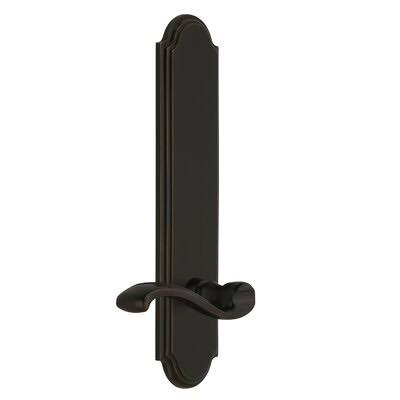Passage Door Lever with Arc Plate, Timeless Bronze, Right Handle, 2-3/8” Backset O611