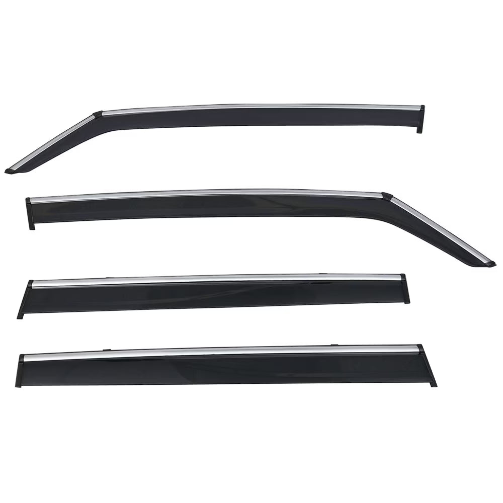 Polycarbonate Window Vent Visor Deflector Rain Guard with Chrome Trim 4Pc M9588