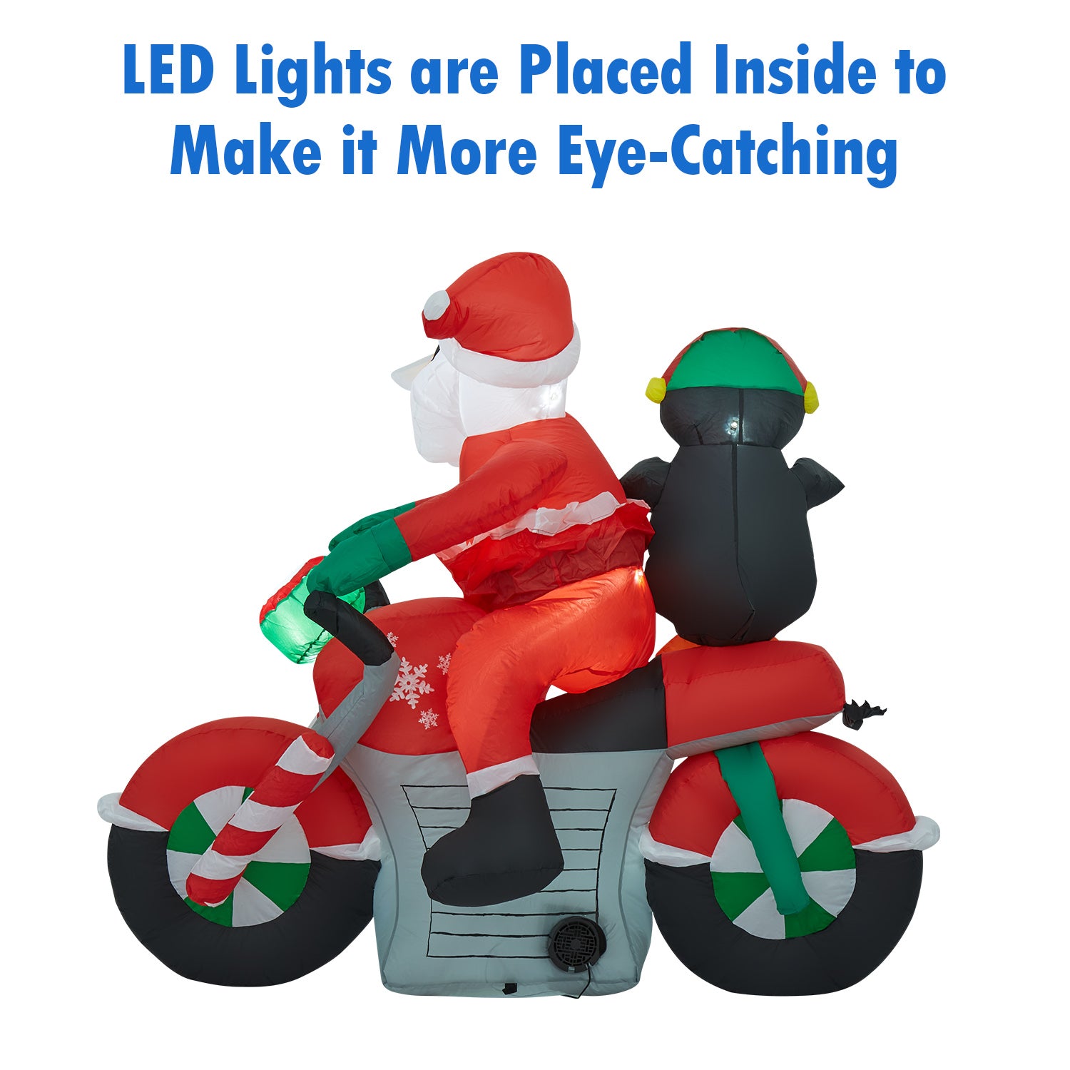 Christmas Inflatable Santa Claus Penguin on Motorcycle Outdoor Decoration A616670