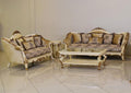 Beige & Gold Wood Trim Sofa Set E8838