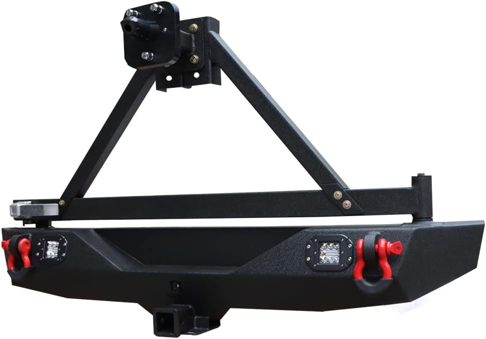 Front and Rear Bumper with LED Lights and Tire Carrier and Winch Plate J6999