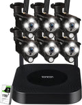 8CH NVR with 1TB HDD and 6PCS 3MP Outdoor Bullet Cameras with PIR Sensor and Floodlight Q199