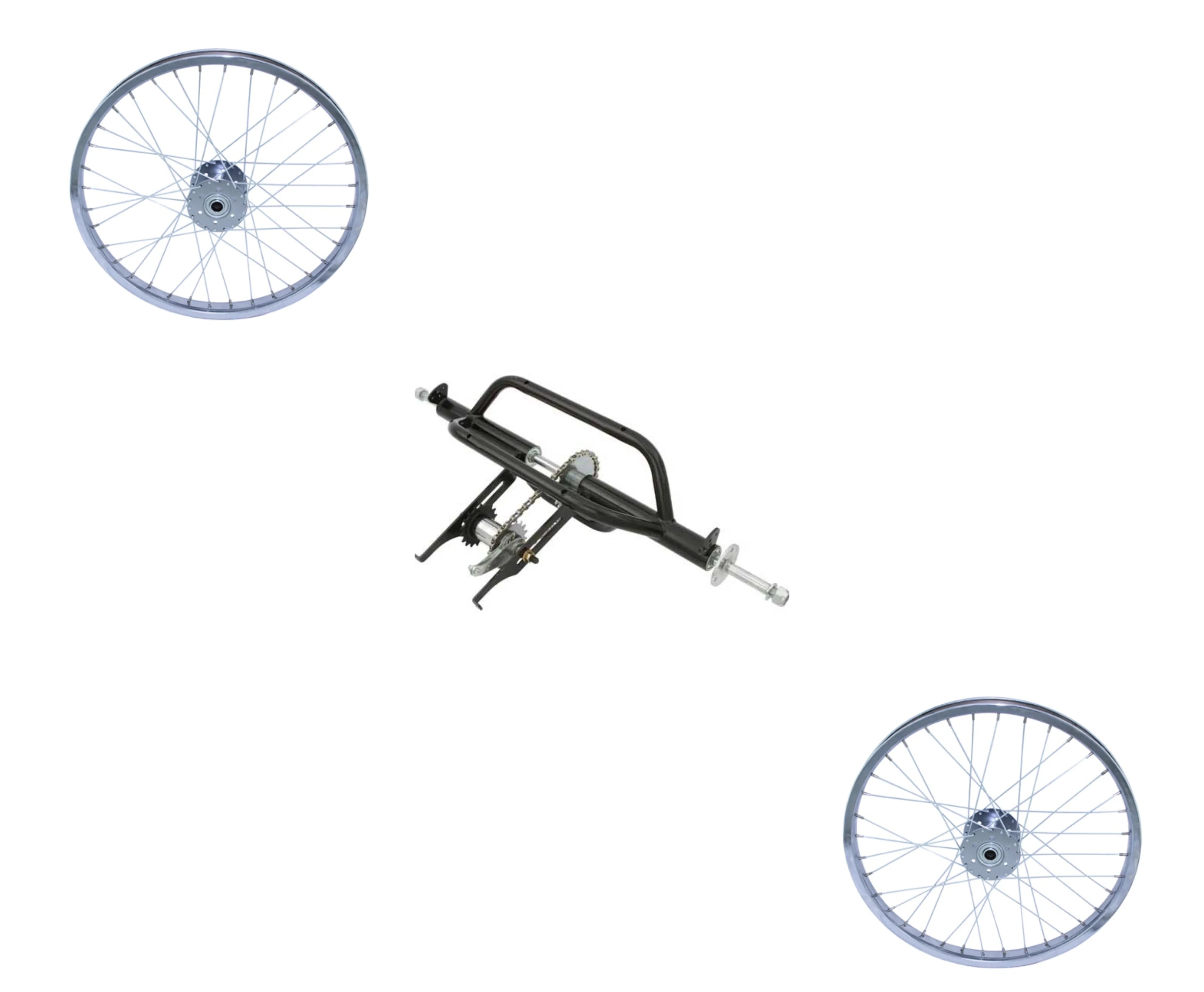Black Trike Conversion Kit for 20 inch Bicycle with Two 20 inch Steel Wheel 36 Spoke A267