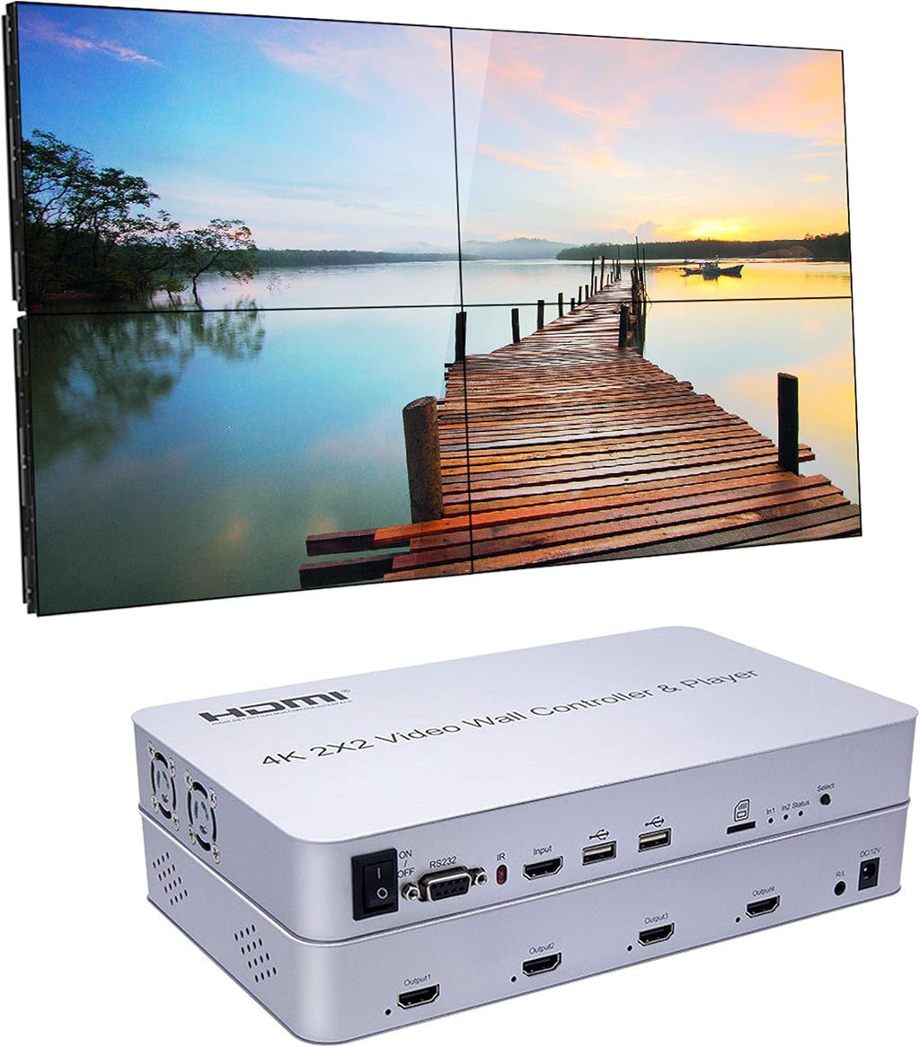 2x2 Video Wall Controller with Media Player, 1080p, HDMI 1.4, 1 HDMI Input & 4 Outputs M185161