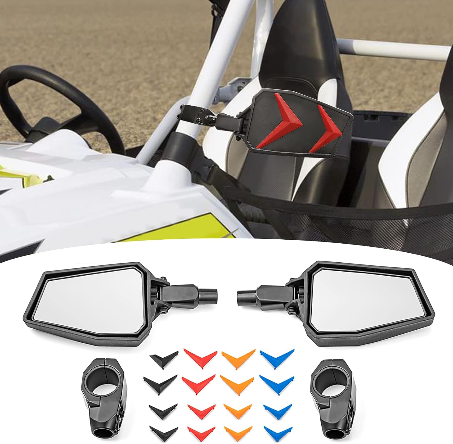 UTV Side Rear View Mirrors with LED Spot Lights H72796