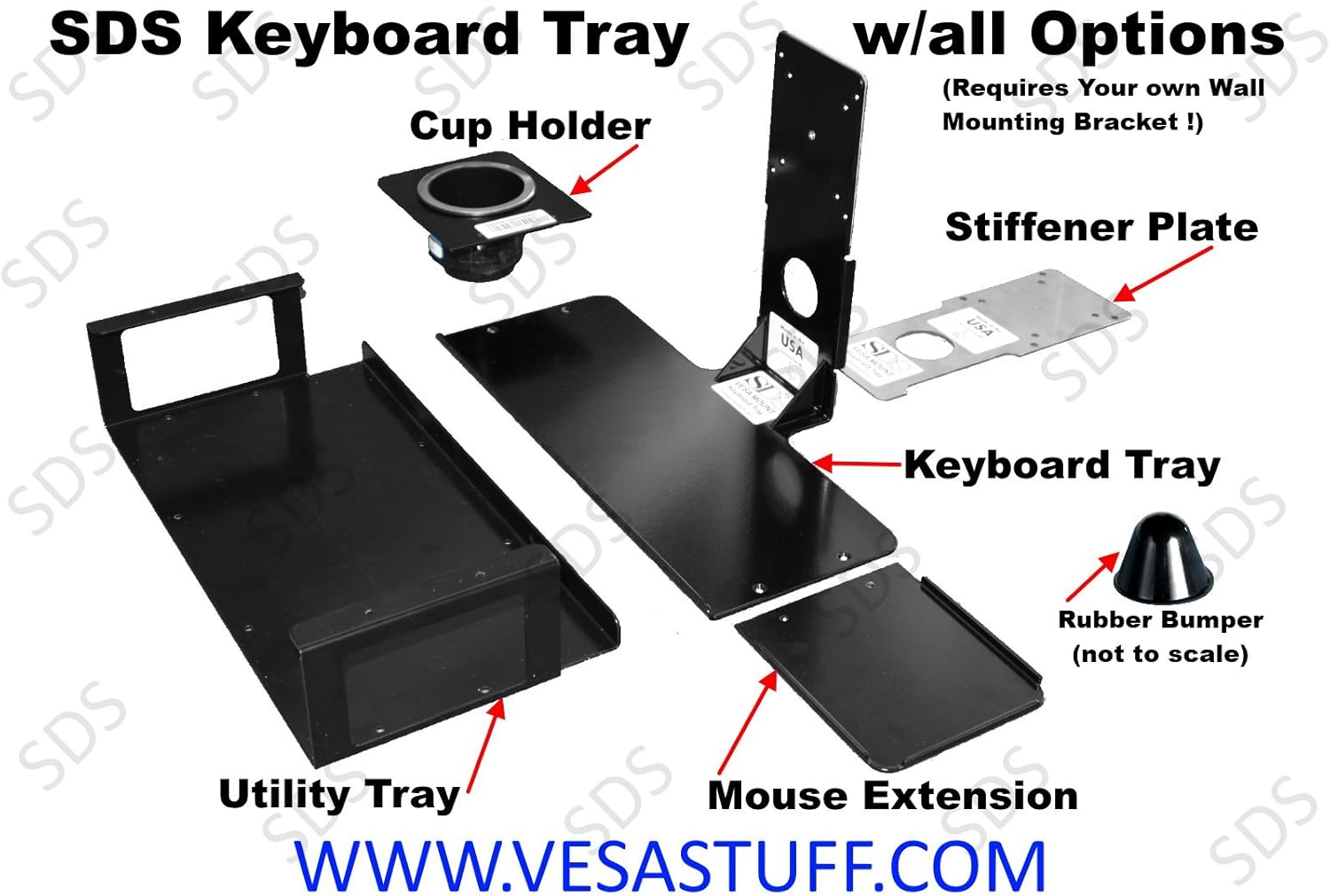 Aluminum Keyboard Mounting Bracket for VESA Monitors N8557