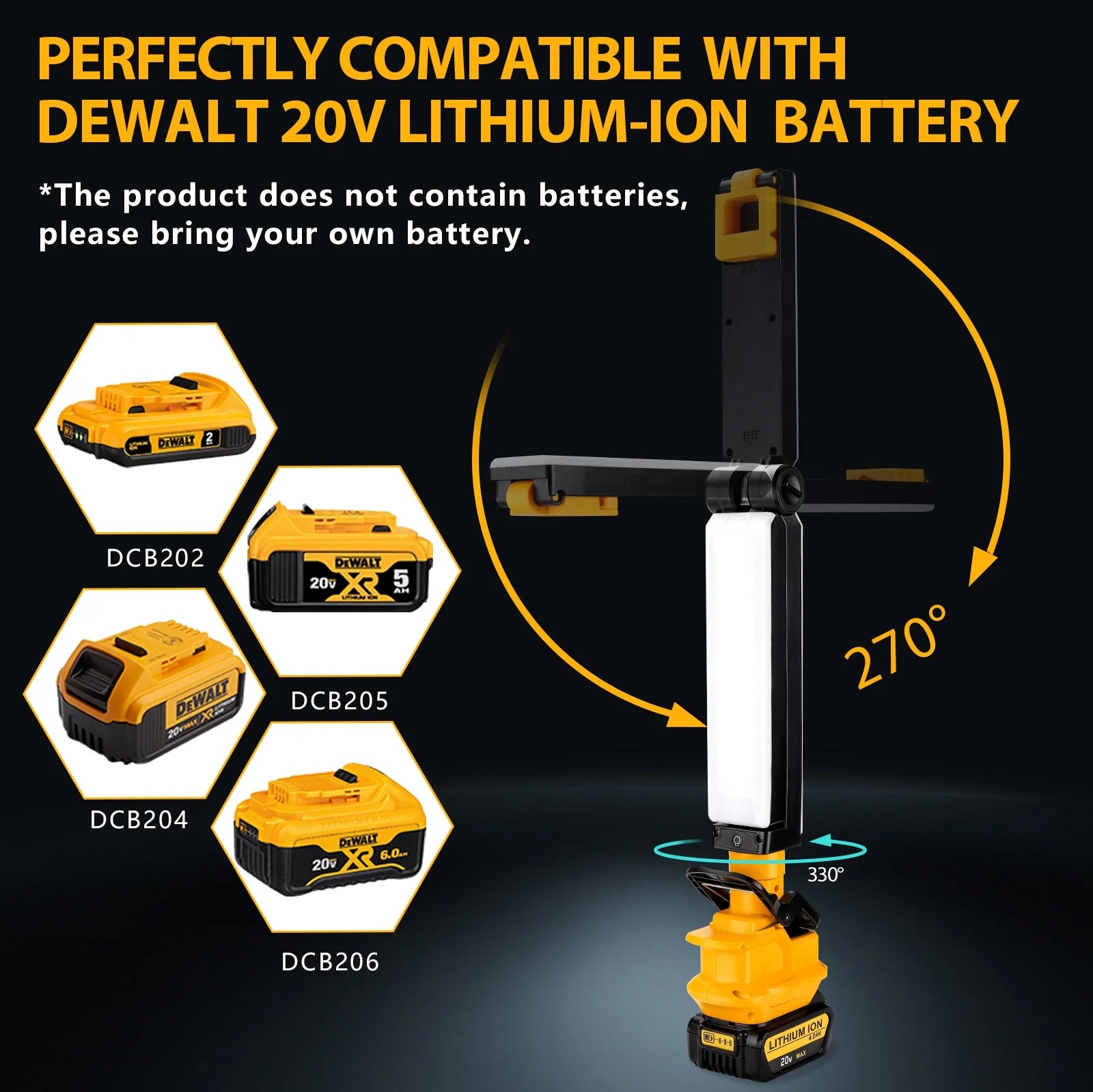 30W 2400LM LED Clip Work Light for DEWALT 18V/20V Li-ion Battery V798292