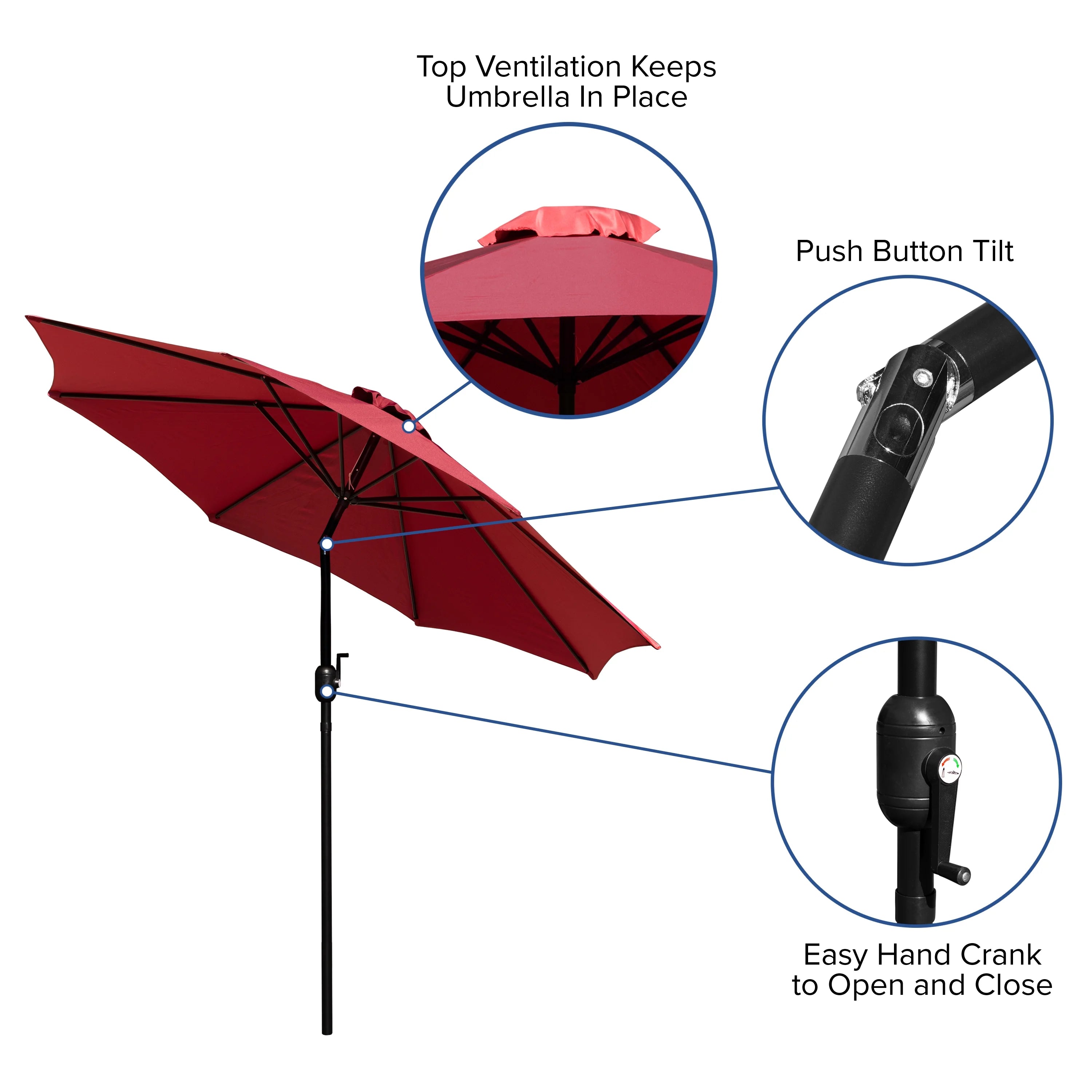 Red 9 FT Round Umbrella with Aluminum Pole L321