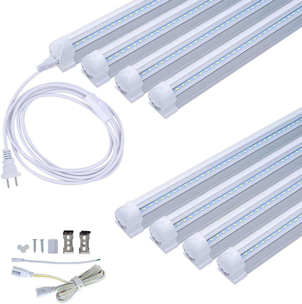 4FT LED Shop Light, 24W T8 Integrated Tube Light, 6500K Daylight White, with ON/Off Switch Cable G870