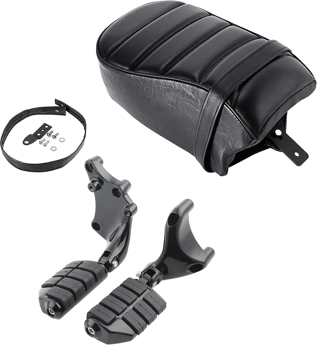 Passenger Pillion Seat with Anti Vibration Rubber Footpeg Mount Kit for Harley Davidson Sportster Iron 883 XL883N Models E41957
