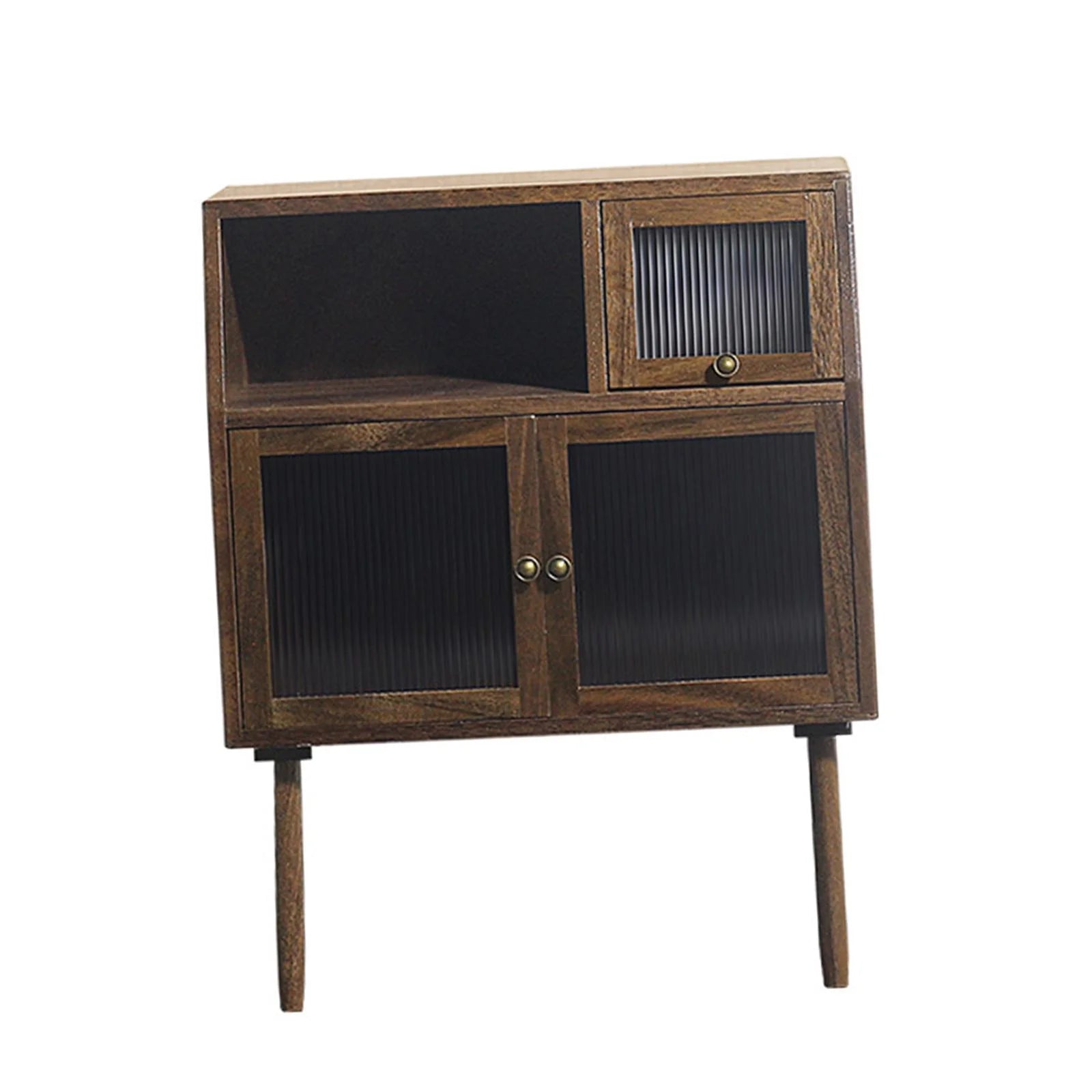 Walnut Cabinets Multipurpose Cupboard for 1/6 1/12 Scale Dollhouse T7822
