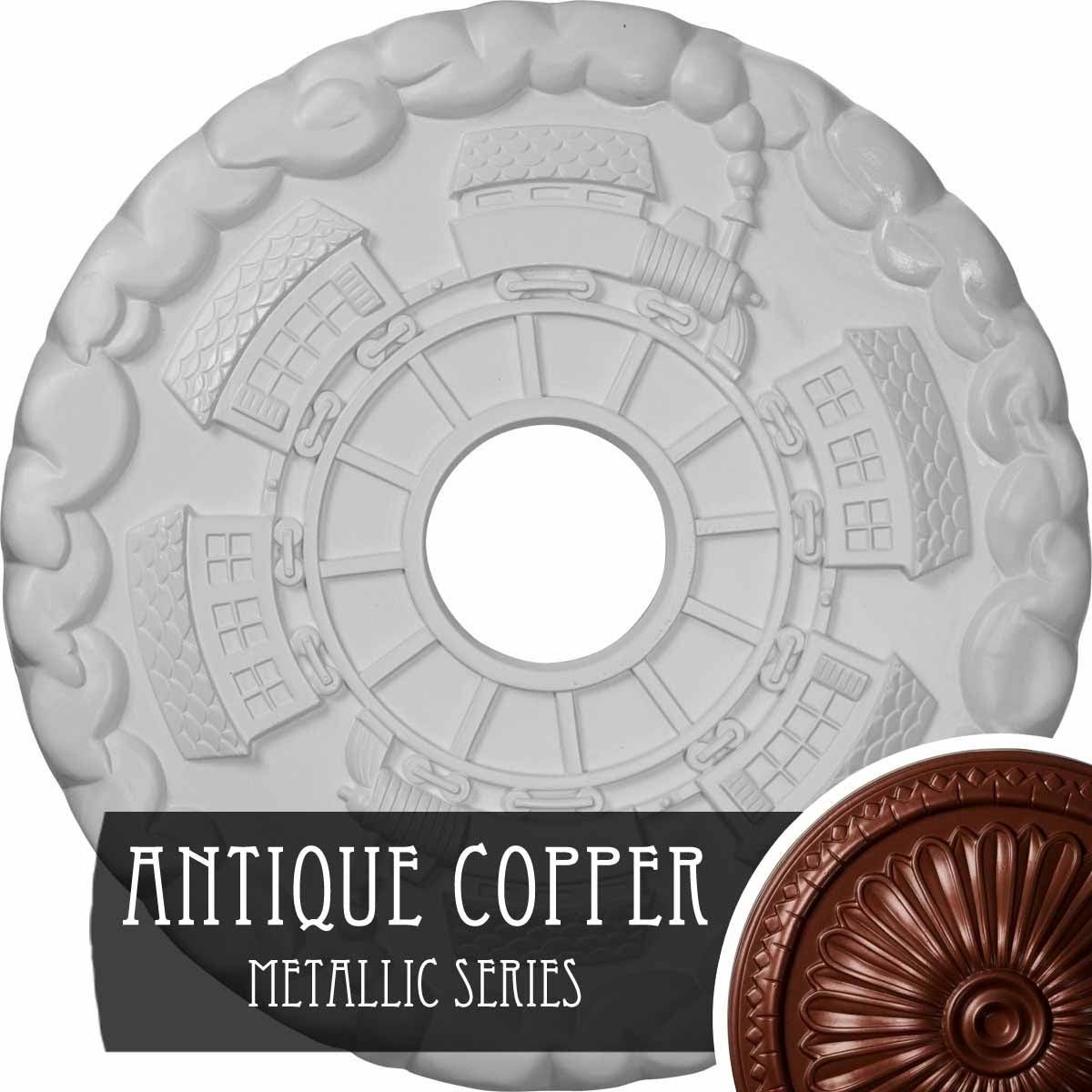 18 1/2x22OD x 3 7/8x22ID x 1x22P Hand-Painted Platinum Ceiling Medallion I882509