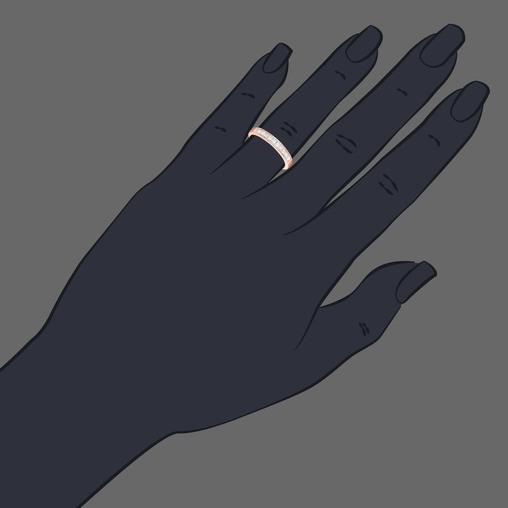 14K Yellow Gold Princess Cut Diamond Wedding Band Size 9 J7423