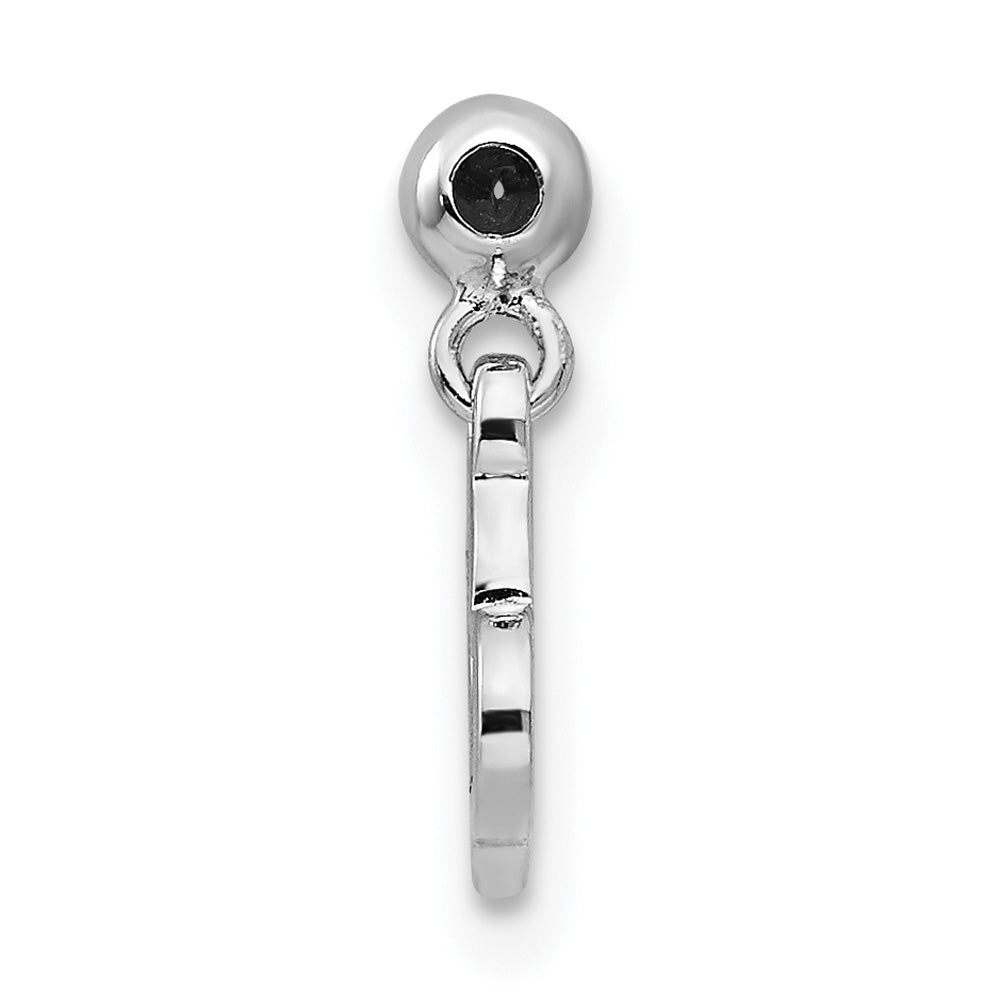 Sterling Silver Rhodium-Plated Rose-Tone Dangle Heart Charm Pendant With Sterling Silver Rope Chain Necklace 20'' W143