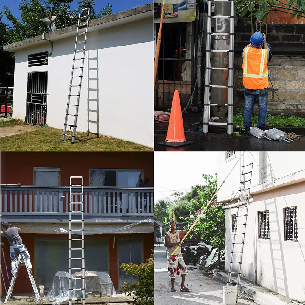 Telescoping Ladder 14FT Aluminum Portable Extendable Ladder, 330 Pound K253022