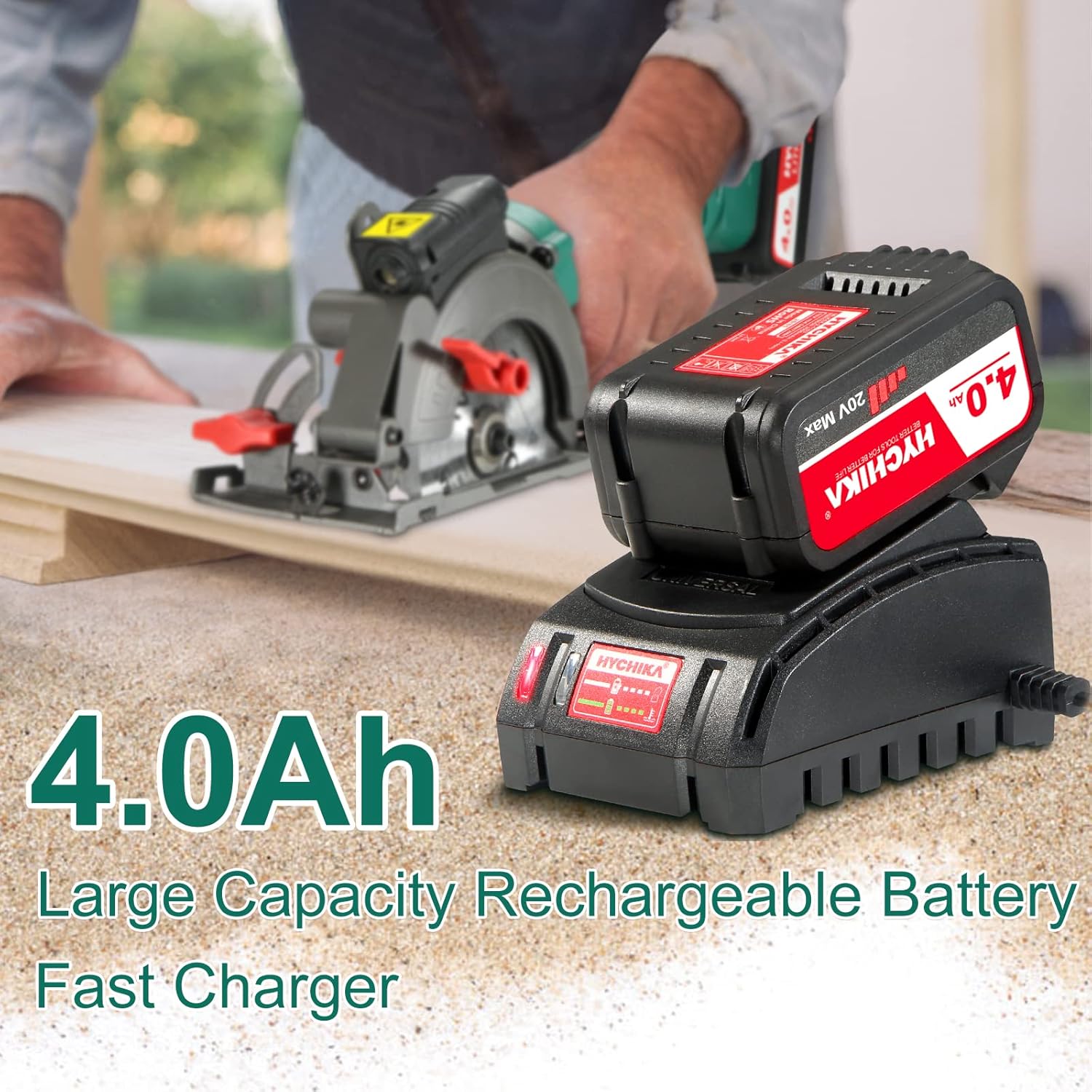 Cordless Mini Circular Saw with 4.0Ah Battery, 3 Blades, 3500RPM B126