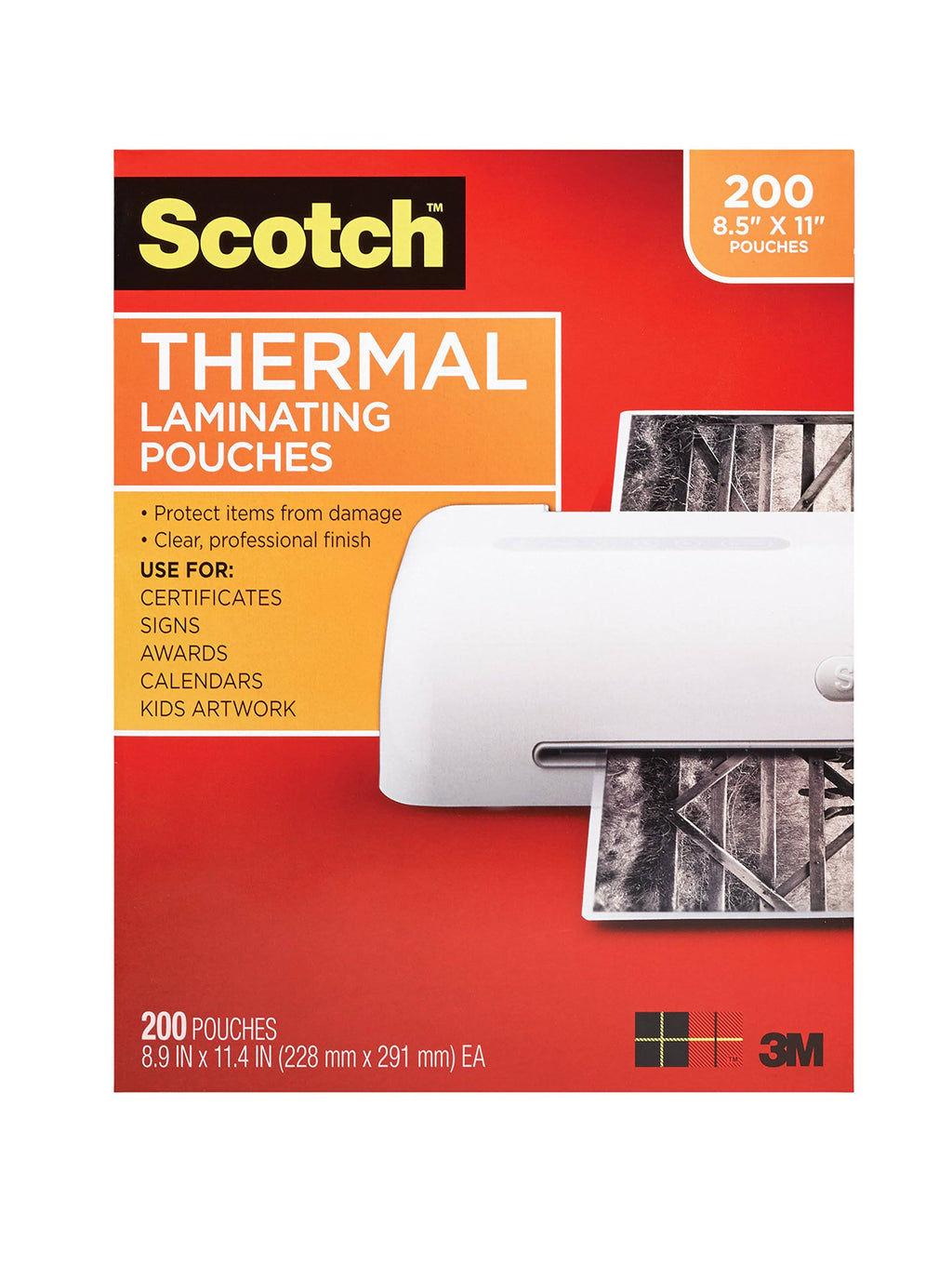 Thermal Laminating Pouches, 8.9 x 11.4-Inches, 3 Mil Thick, 200-Pack, Clear O20339
